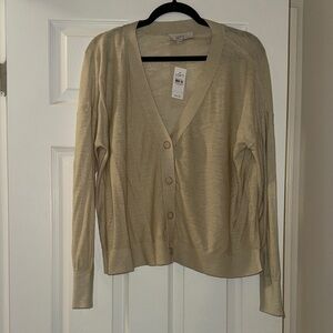LOFT Women's Beige Button-Up Cardigan